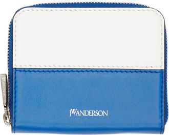 【JW Anderson】 ブルー＆ホワイト コインウォレット JW ANDERSON Two-tone leather coin purse | THE OUTNET