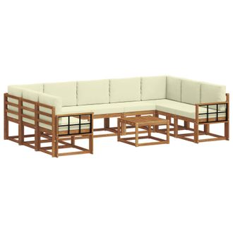 vidaXL Conjunto De Sof&aacute;s De Exterior Con Coj&iacute;n 10 Pcs Natural Y Crema Vidaxl