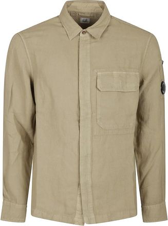 C.P. Company C.p. Company, Overhemden, Heren, Beige, M, Katoen, Lens Overshirt