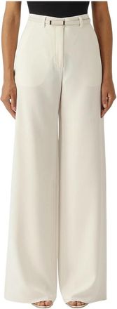 Max Mara Wijde broek - Dames - Wijde Broeken - Wit - S - Leer - Broeken