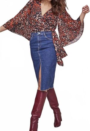 Astr Imogen Top In Red/gold Leopard