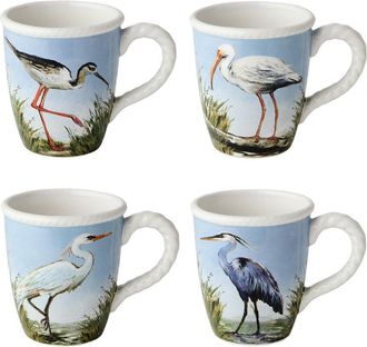 Certified International Coastal Birds Set Of 4 Mugs