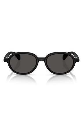 Moncler 51mm Oval Sunglasses in Matte Black /Dark Grey at Nordstrom