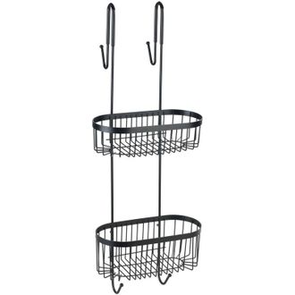 WENKO Mensole per doccia, Classic Plus Black Serino, Organizzatore per il bagno, 2 cestini con protezione antiruggine grazie a uno speciale