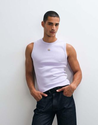 Calvin Klein Jeans Top senza maniche aderente a coste color lavanda Pride-Viola
