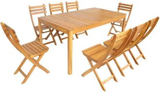 Sweeek 8-seater wooden garden table with rounded corners Natural 160x90x75 cm - Calena + Senora