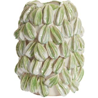 Light And Living Vaso De Cer&aacute;mica Carambola Cr&egrave;me+verde - 35x33x47 Cm