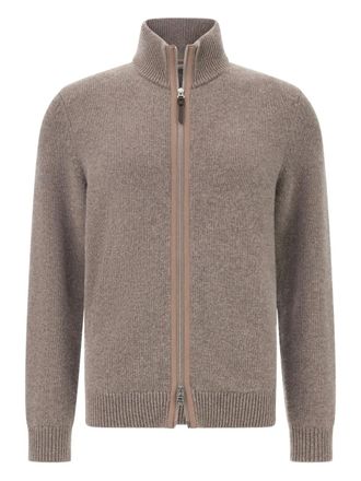 Boggi Milano zip-up mock-neck cardigan - men - Cashmere - S - Brown