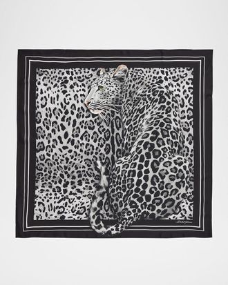 Dolce & Gabbana Leopard-Print Silk Twill Foulard Scarf