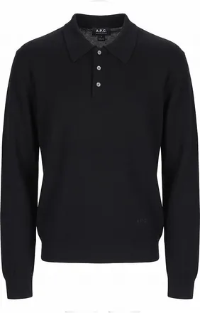 A.P.C. Black Shirt Collar Polo
