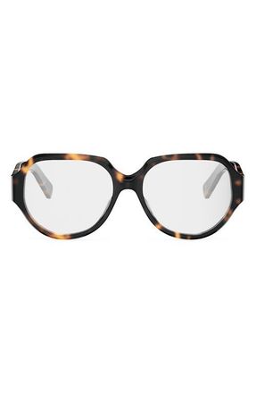 Celine Triomphe 56mm Geometric Eyeglasses in Dark Havana at Nordstrom