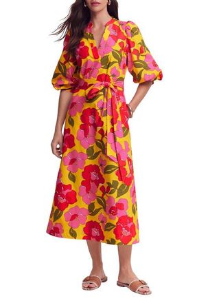 Boden Octavia Floral Cotton Dress in Yellow Radiant Bloom at Nordstrom, Size 10