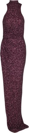 Balmain Lange mouwloze paillettenjurk - Dames - Avondkleed - Paars - S - Pailletten - Kleedjes