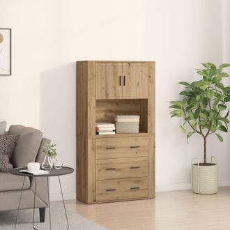 Berkfield Home Highboard Artisan Oak 80x33x150 cm Engineered Wood in Brown | Size: 80 x 33 x 150 cm