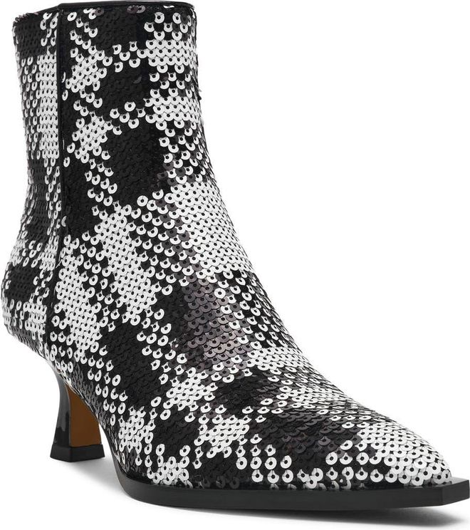 Louisa Pointed Toe Bootie in Black/White Plaid at Nordstrom, Size 8.5