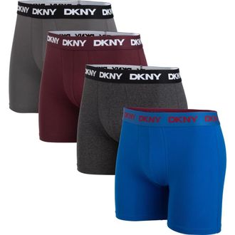 DKNY Back of Four Boxer Briefs in Jet/Fig/Charcoal at Nordstrom Rack, Size X-Large