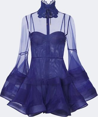 Zimmermann Vestido corto Clash Lantern de organza de seda