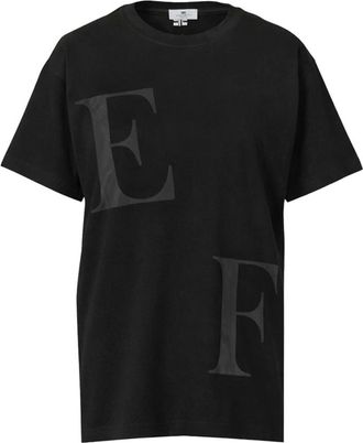 Elisabetta Franchi T-shirt met ronde hals - Dames - T-shirts - Zwart - L - Katoen - Tops