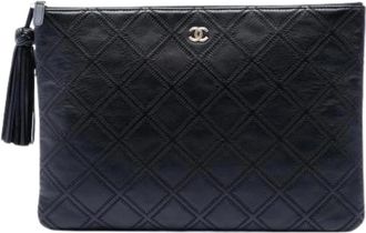 Chanel Pre-owned Quilted Lambskin Clutch - Dames - Vintage Clutch - Zwart - ONE Size - Leer - Vintage