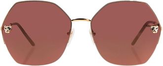 Cartier Panthere de Cartier Pink Mirror Geometric Ladies Sunglasses CT0332S 005 62