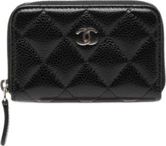 Chanel Matelasse Black Grained Calfskin Coin Purse/Coin Case (Pre-Owned)