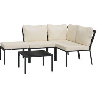 vidaXL Juego De Muebles De Jard&iacute;n 5 Piezas Acero Y Cojines Color Arena Vidaxl