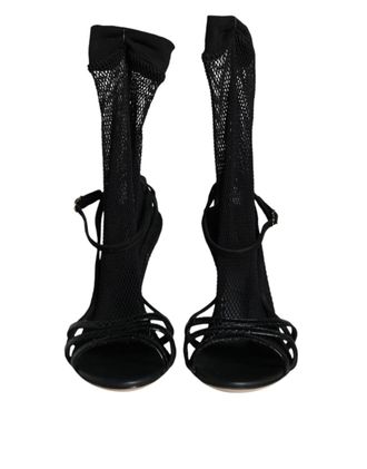 Dolce & Gabbana Womens Mesh Stiletto Black Leather