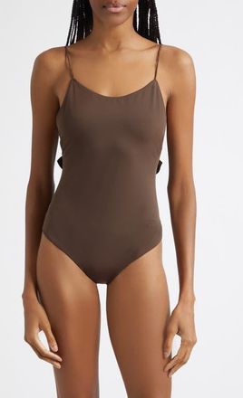 Jacquemus The Cabana Ruffle One-Piece Swimsuit in Brown at Nordstrom, Size Xx-Large