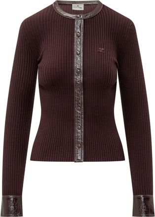 Courr&egrave;ges Ribgebreide Cardigan - Dames - Vesten - Bruin - M - Truien & Vesten