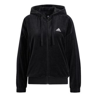 adidas (WMNS) adidas Velour Jkt Velvet Hooded Jacket Black HG1845