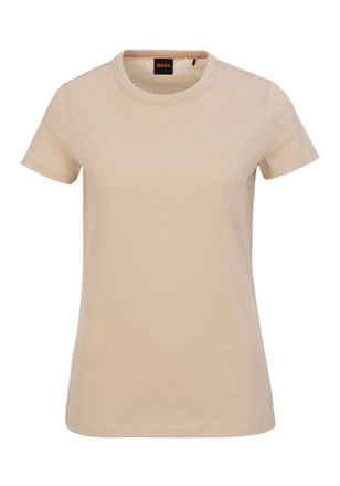 Boss Orange by Hugo Boss T-Shirt BOSS ORANGE Elogo0 Premium Damenmode, Damen, Gr. L (40), beige (open beige 287), Single Jersey, Obermaterial: 100% Baumwolle, unifarben, Basic