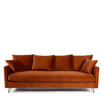 DRAWER Sof&aacute; cama 4 plazas terciopelo y patas metal negras - &Oacute;xido