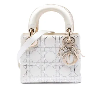 Dior Pre-owned Dior Mini Satin Cannage Crystal Embellished Lady Dior Ladies TDTUMTCQY2XTH9FL