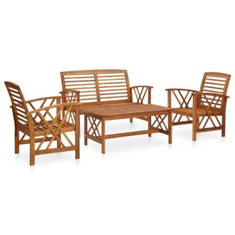 Berkfield Home 4 Piece Garden Lounge Set Solid Acacia Wood in Brown