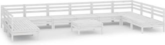 vidaXL Juego De Muebles De Jard&iacute;n 11 Piezas Madera Maciza Pino Blanco Vidaxl