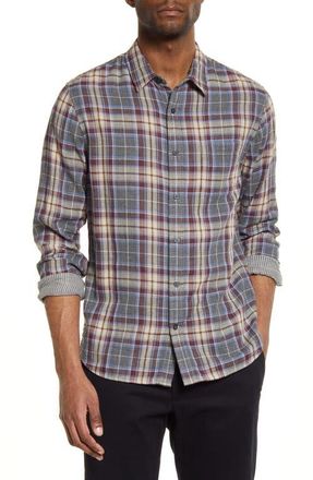 Vince Classic Fit Double Face Cambria Plaid Shirt in Med H Grey at Nordstrom, Size Xx-Large