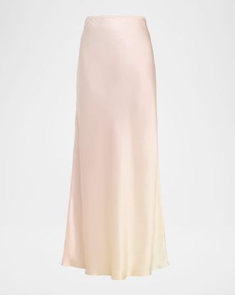 Sablyn Grace Scallop-Trim Silk Maxi Skirt