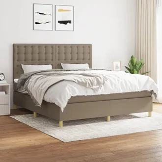 vidaXL Vidaxl - Cama Box Spring Con Colch&oacute;n Tela Gris Taupe 180x200 Cm