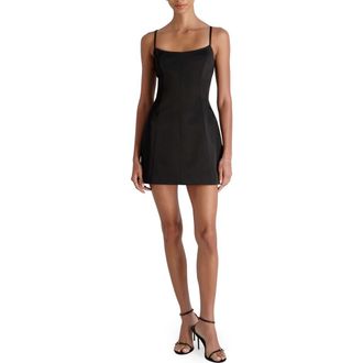 French Connection York Satin Fit & Flare Minidress in Black at Nordstrom, Size 12
