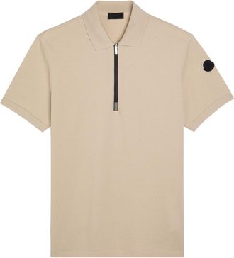 Moncler Half-zip Piqu&eacute; Cotton Shirt - Beige - Xxl