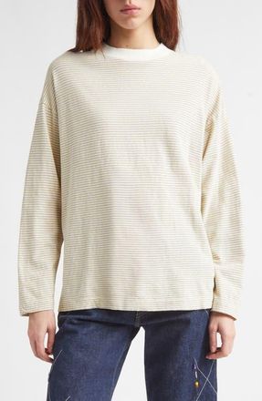Kuro Soft Line Border Stripe T-Shirt in Yellow at Nordstrom, Size 2