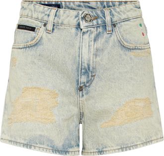 Philipp Plein High Waist Vintage Denim Shorts