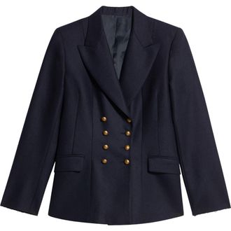 Fortela Laureen Classic Double-Breasted Wool Jacket in Blue at Nordstrom, Size 44 Eu