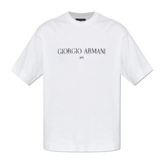 Giorgio Armani T-Shirts, male, White, Size: S Cotton Interlock Jersey T-Shirt