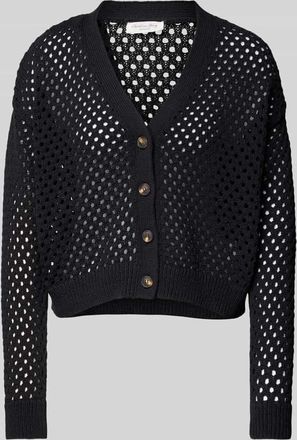 Christian Berg Cardigan mit Lochmuster in Black, Größe XXL