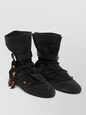 Isabel Marant ankle boots suede upper drawstring pearls
