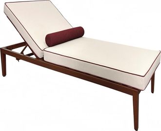 Oviala Tumbona reclinable con efecto madera color crudo y burdeos