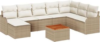 vidaXL Garden Sofa Set 9 pcs Beige, white Vidaxl