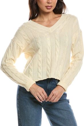 The Cashmere Project The Cashmere Project Cropped Cable V Neck Sweater
