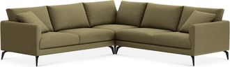 Castlery Lena L-Shaped Sectional Sofa Customized, Performance Boucle Moss, Matte Black Legs, Spill Resistant, Removable Covers for Castlery